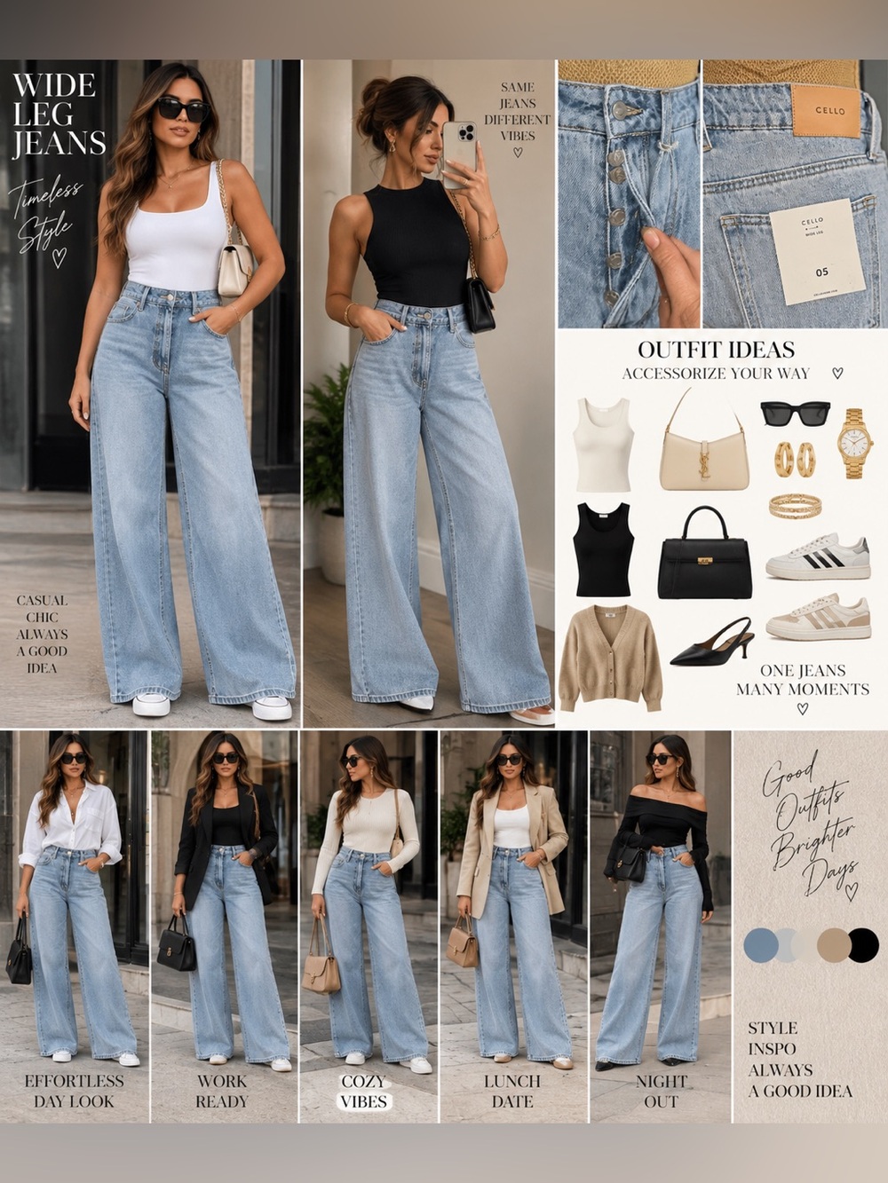 Cello Light Blue High-Rise Wide Leg Jeans